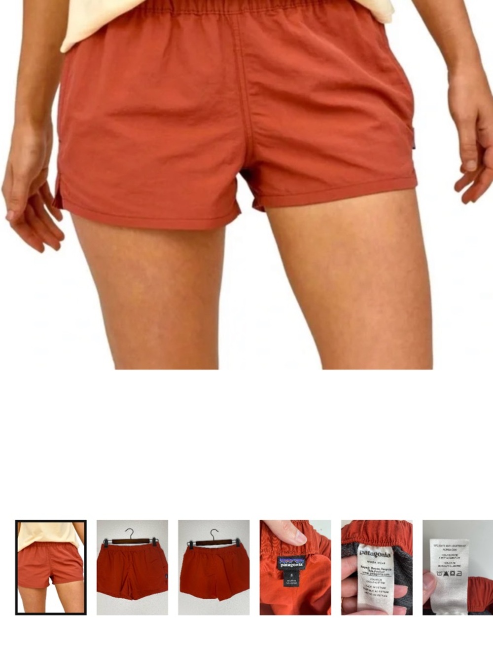 Patagonia Barely Baggies pull on shorts red orange S Small